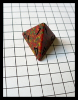 Dice : Dice - 4D - Rounded Opaque Red With Green and Gold Speckles and Black Numbers On Points